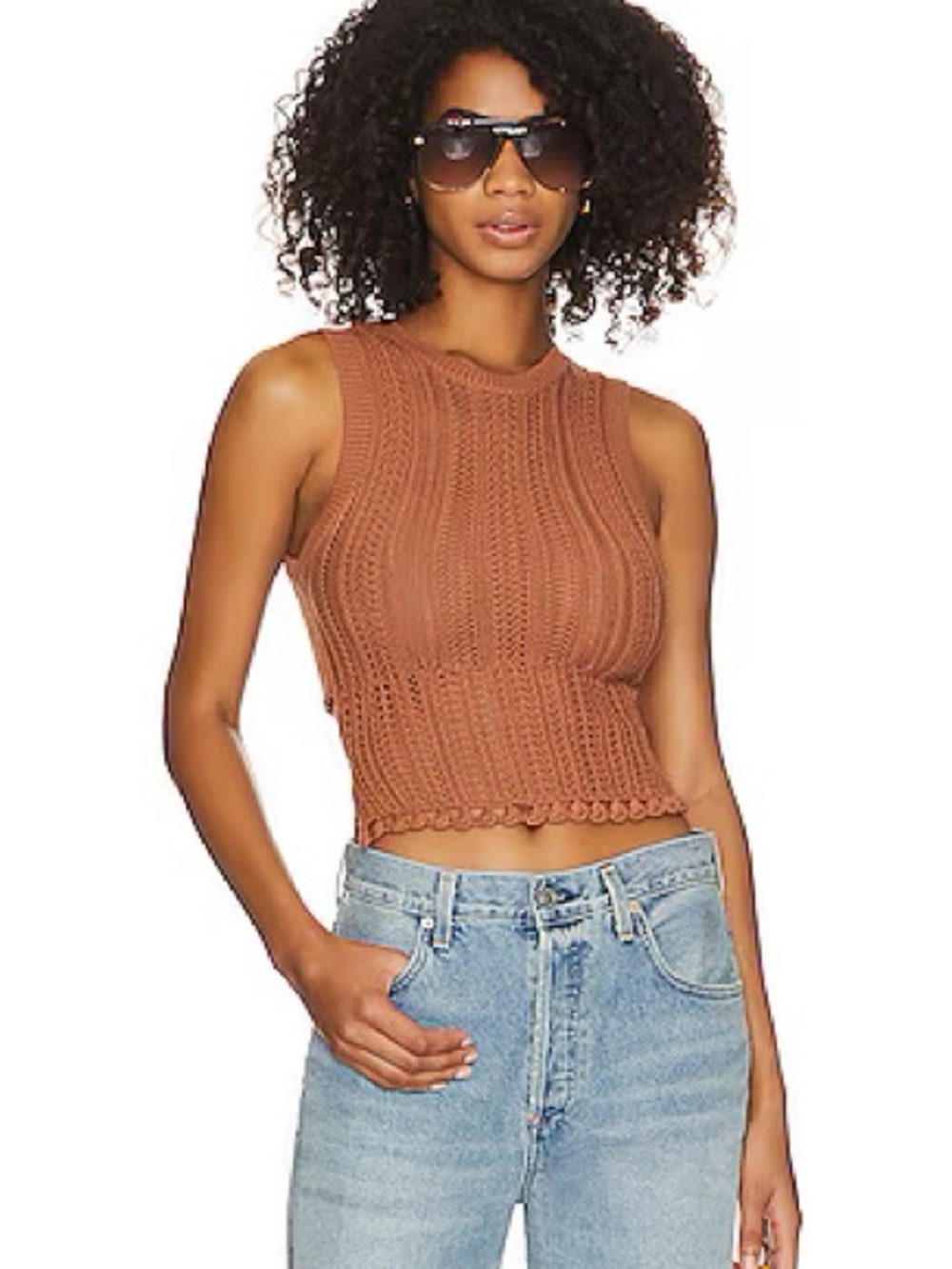 Heartloom Airlia Tank Knit Sleeveless Top Terra Brown Tie Back Size M NWOT